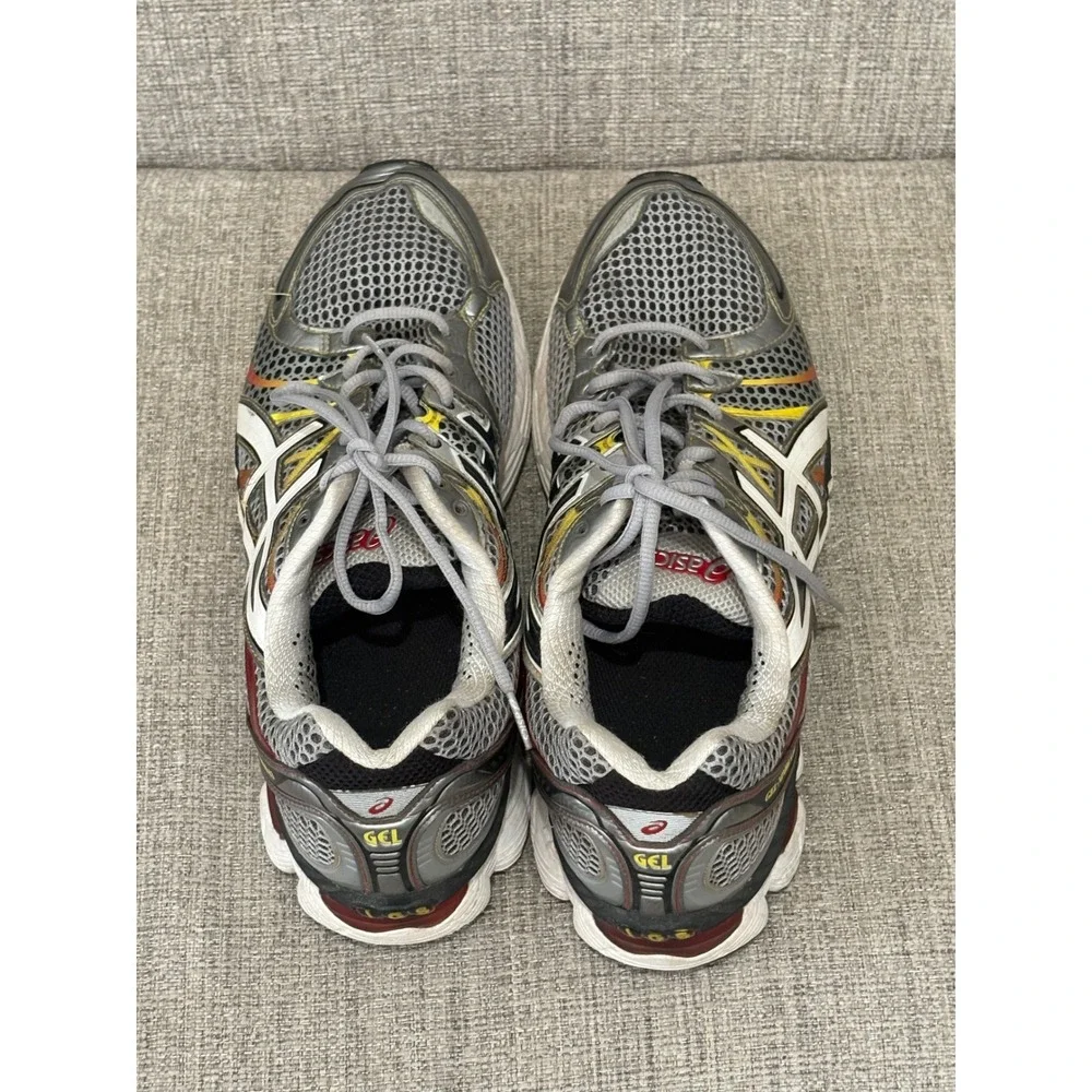Asics Gel-Nimbus 13 Mens Running Shoes Silver Red Yellow F361011 Size 12.5
